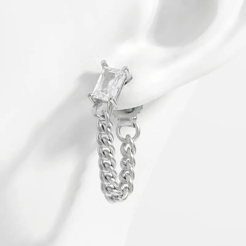 925 Sterling Silver Zircon Chain Earrings sold by Charming Charlie