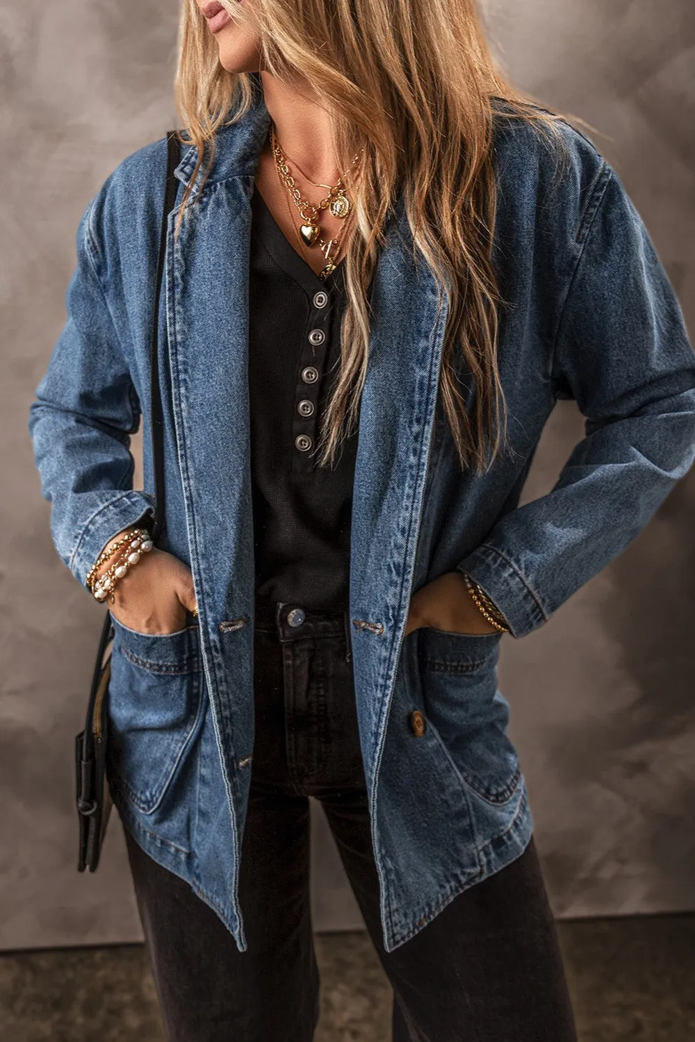 Pocketed Long Sleeve Denim Jacket sold by Charming Charlie