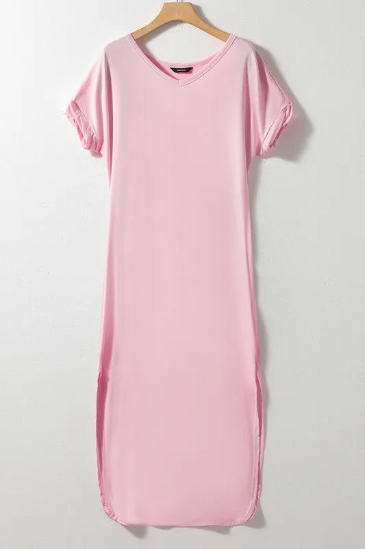 Women Hidden Pocket Splits Maxi T-shirt Dress sold by Charming Charlie product image thumbnail 4