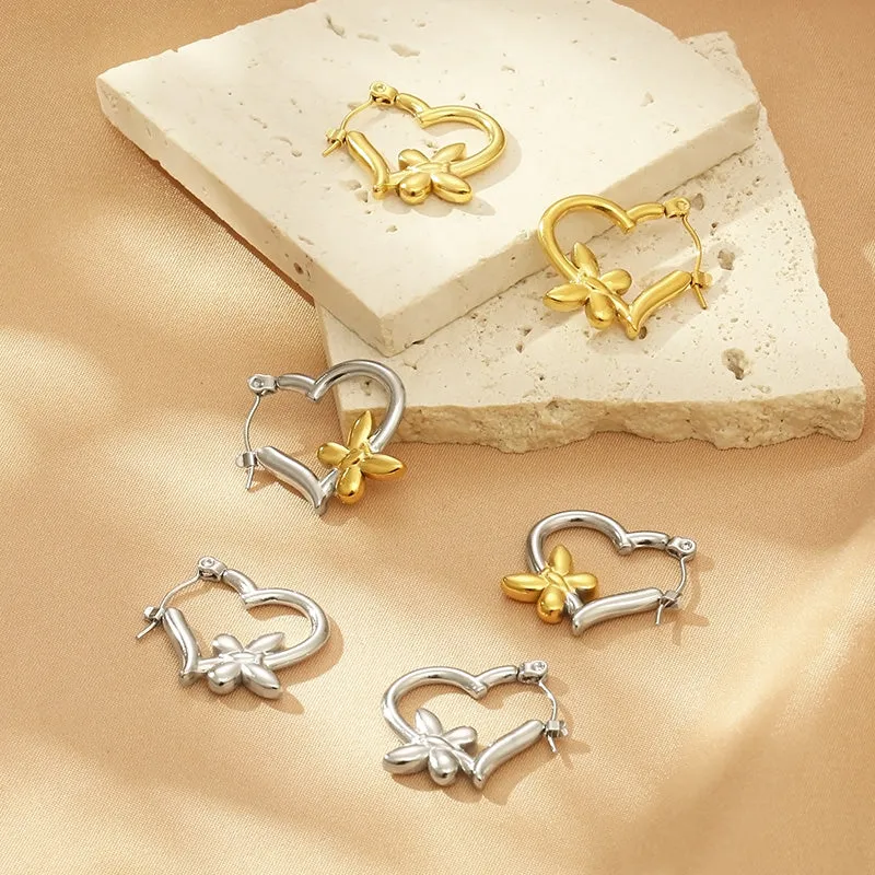 Titanium Steel Heart & Butterfly Earrings sold by Charming Charlie