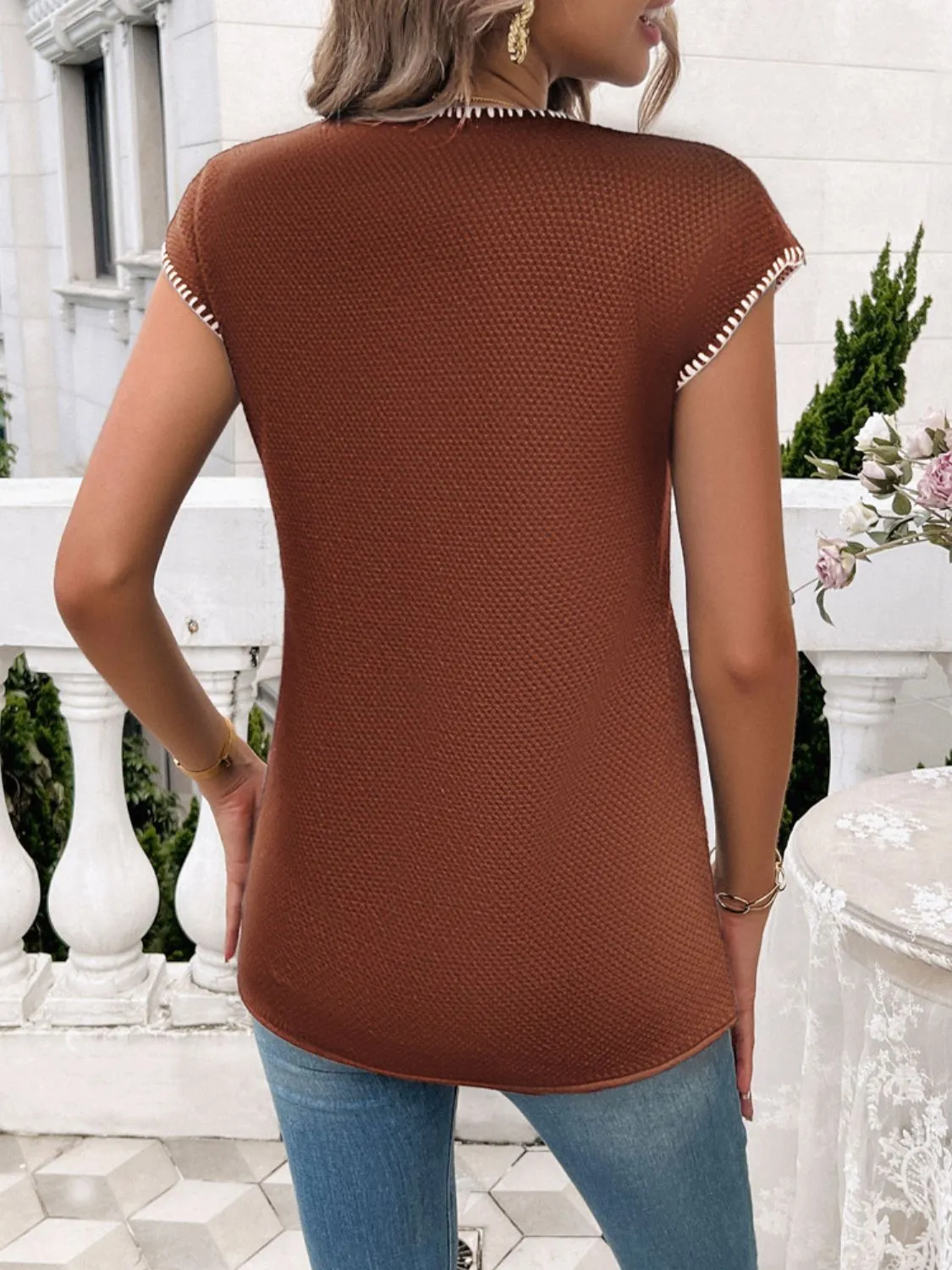 Round Neck Cap Sleeve Knit Top sold by Charming Charlie product image thumbnail 2