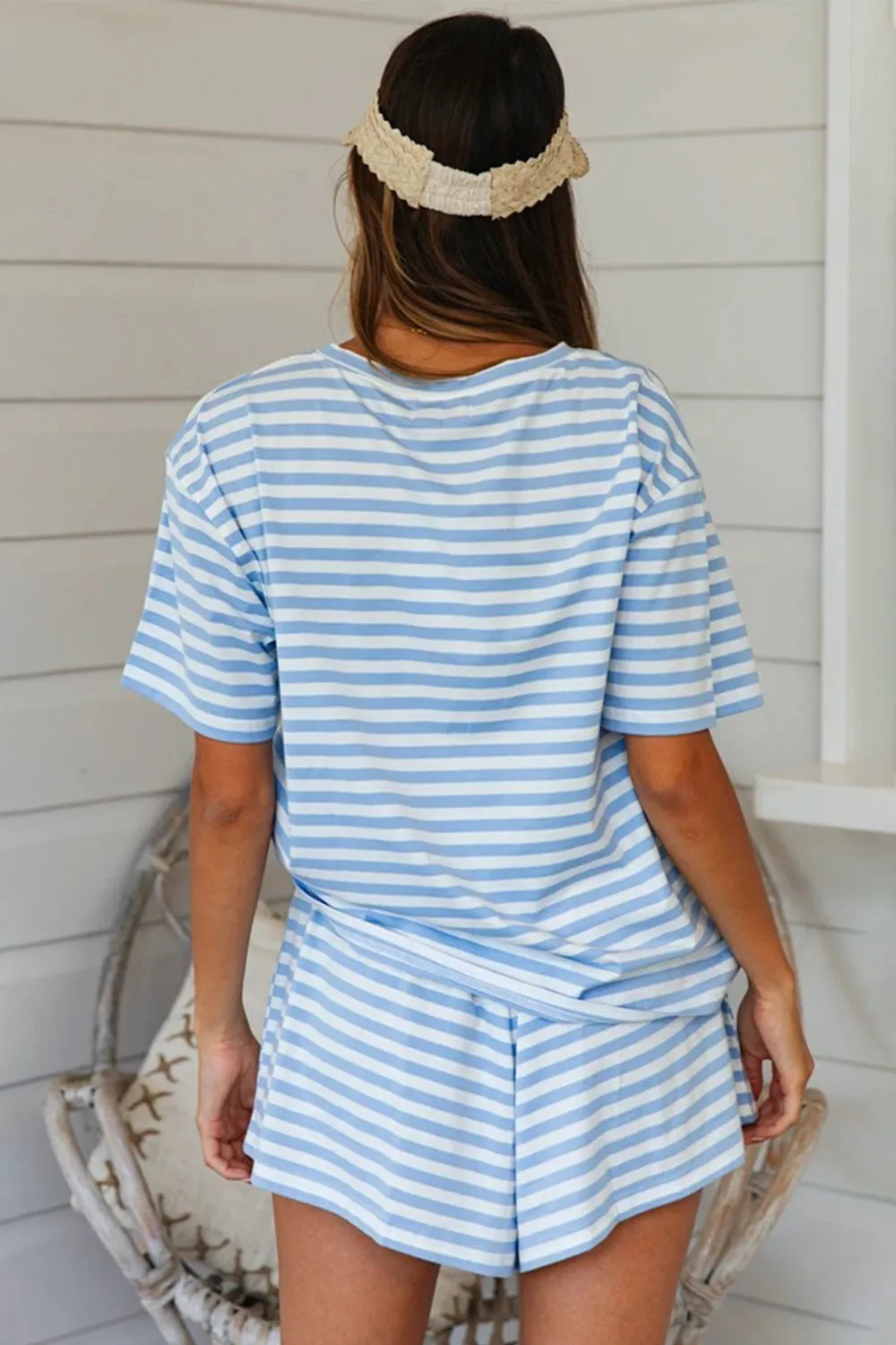 Striped Round Neck Top and Shorts Set sold by Charming Charlie product image thumbnail 2