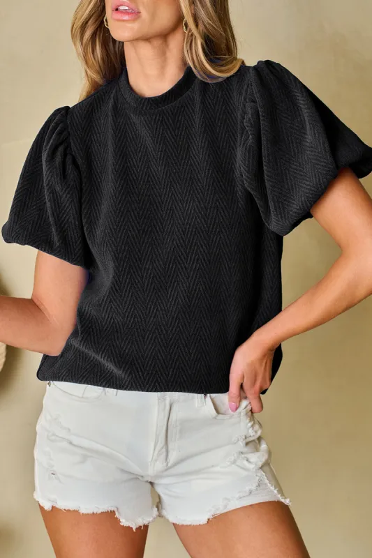 Round Neck Puff Sleeve Blouse sold by Charming Charlie
