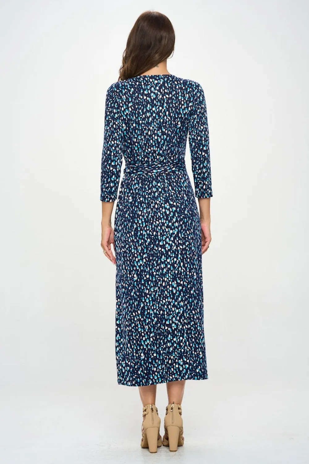 RENEE C Printed Tie Front Surplice Midi Dress sold by Charming Charlie product image thumbnail 3