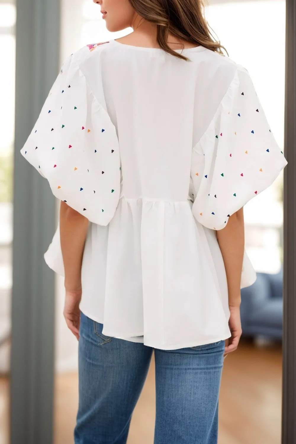Printed V-Neck Puff Sleeve Blouse sold by Charming Charlie product image thumbnail 2