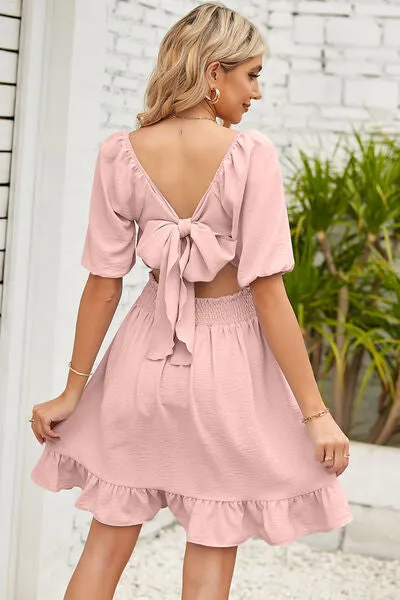 Ruched Ruffle Hem Short Sleeve Dress sold by Charming Charlie product image thumbnail 5