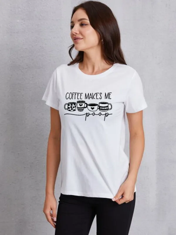 COFFEE MAKES ME Round Neck T-Shirt sold by Charming Charlie
