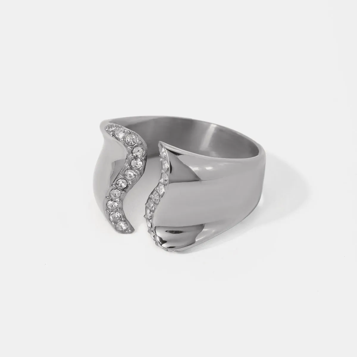 Stainless Steel Inlaid Rhinestone Bypass Ring sold by Charming Charlie product image thumbnail 5