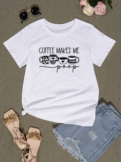 COFFEE MAKES ME Round Neck T-Shirt sold by Charming Charlie product image thumbnail 3