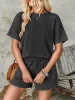 Textured Round Neck Short Sleeve Top and Shorts Set sold by Charming Charlie