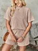 Textured Round Neck Short Sleeve Top and Shorts Set sold by Charming Charlie