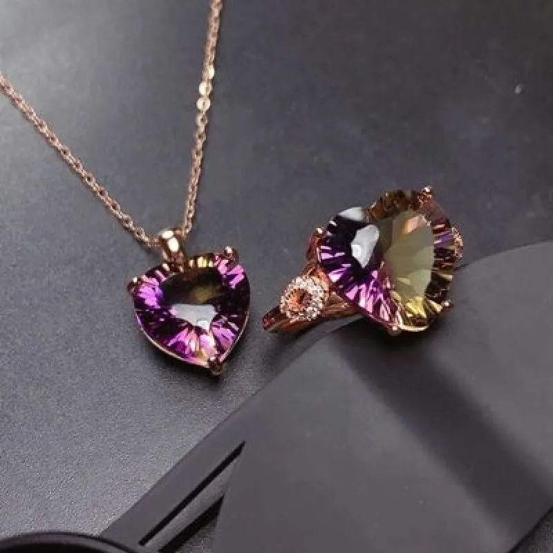Rose Gold-Plated Artificial Gemstone Heart Pendant Necklace sold by Charming Charlie
