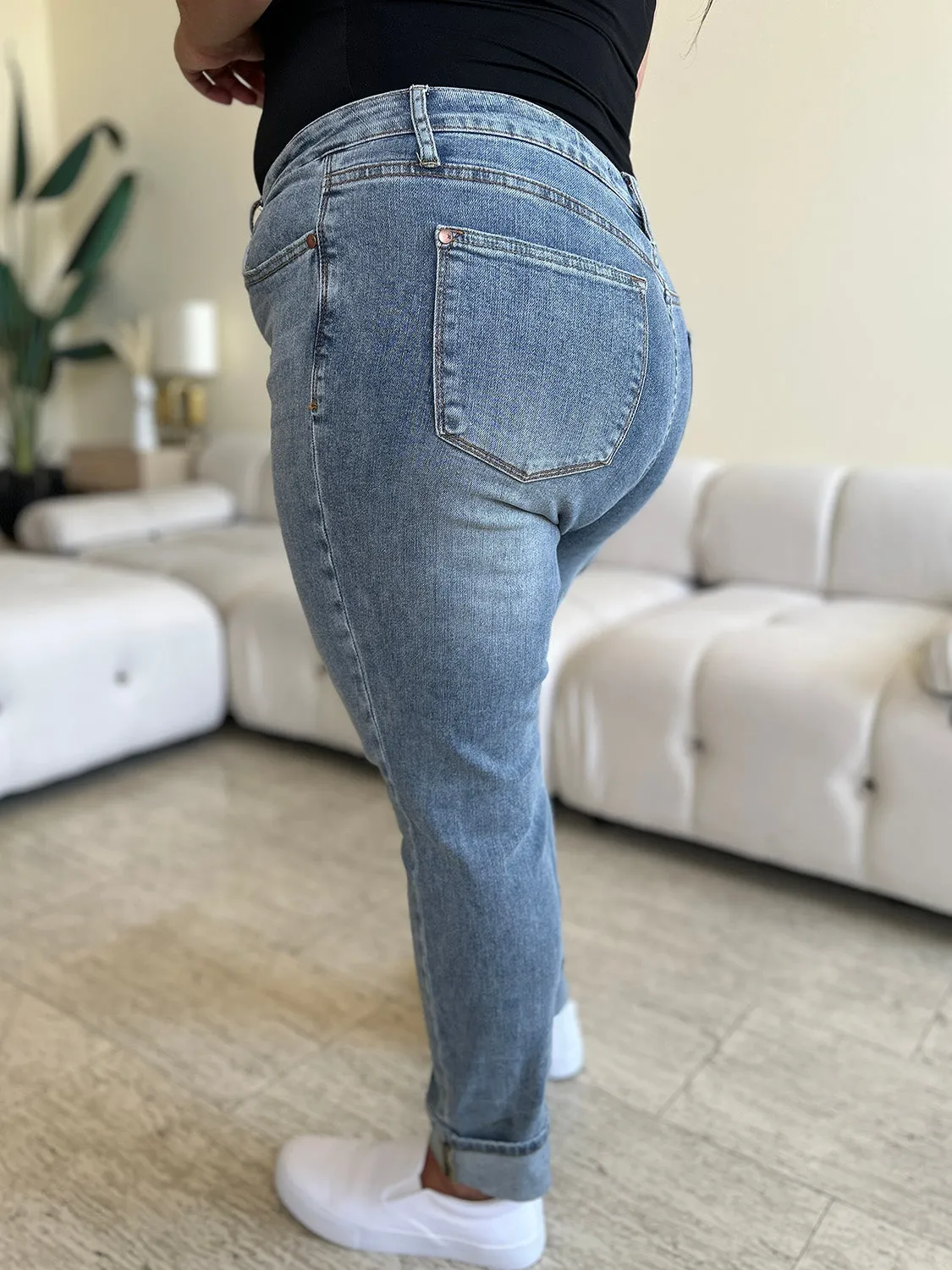 Judy Blue Full Size High Waist Cuff Hem Skinny Jeans sold by Charming Charlie product image thumbnail 3