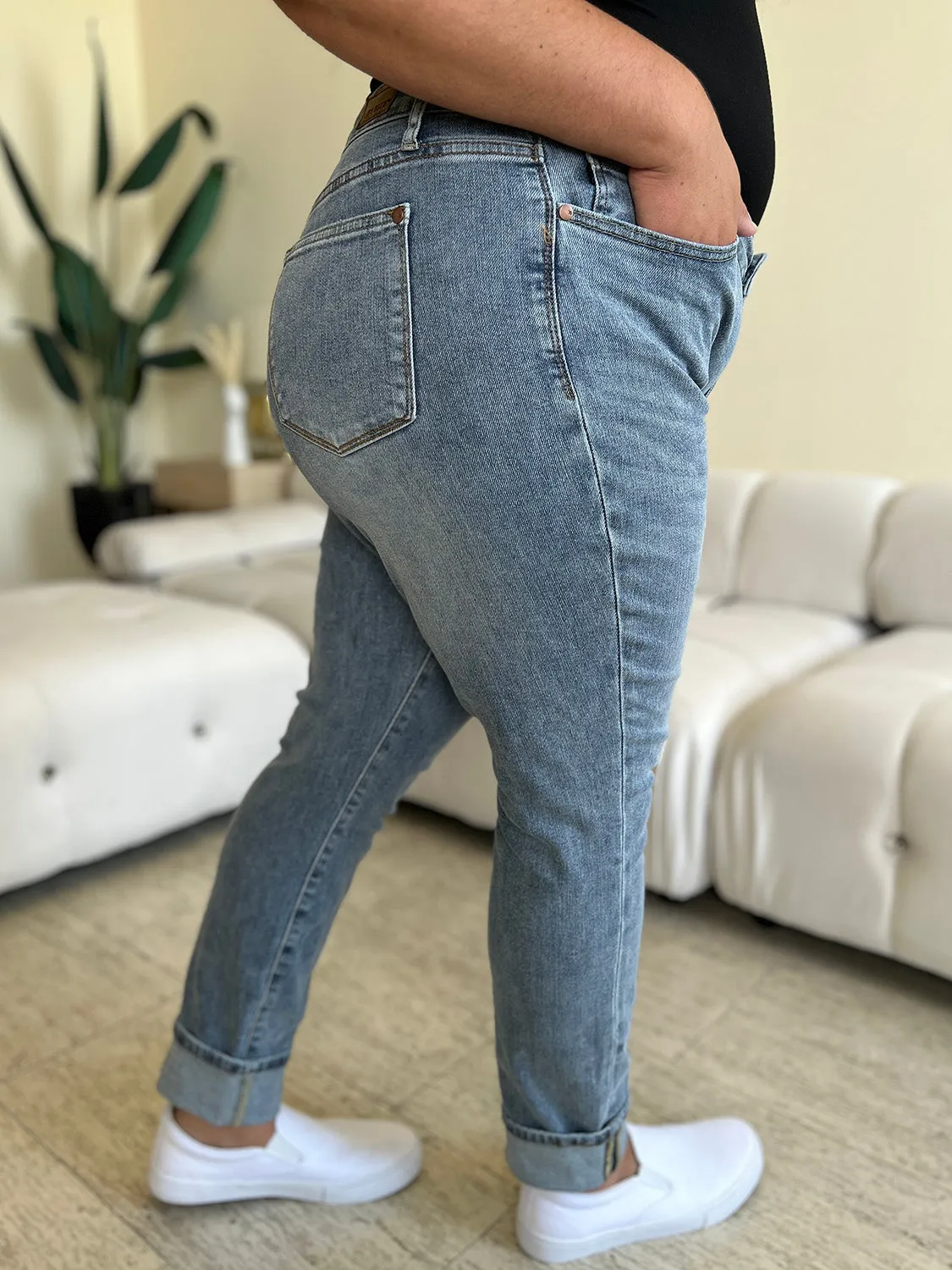 Judy Blue Full Size High Waist Cuff Hem Skinny Jeans sold by Charming Charlie product image thumbnail 4