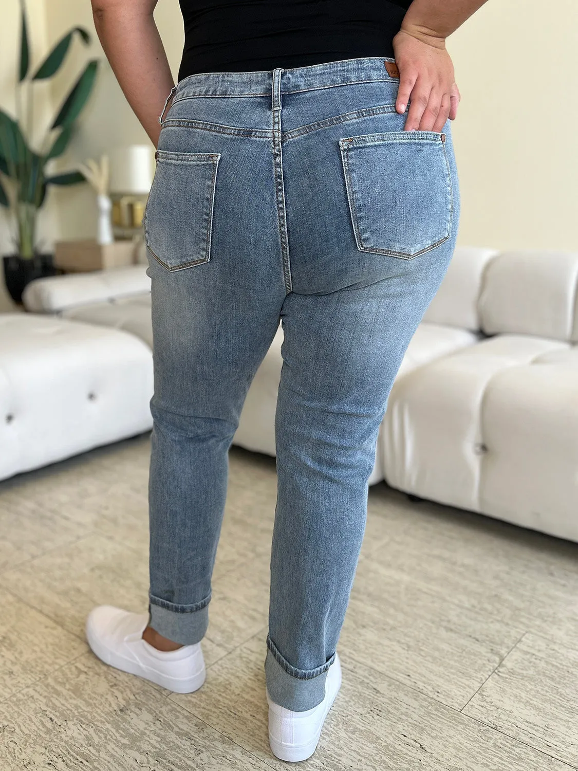 Judy Blue Full Size High Waist Cuff Hem Skinny Jeans sold by Charming Charlie product image thumbnail 2