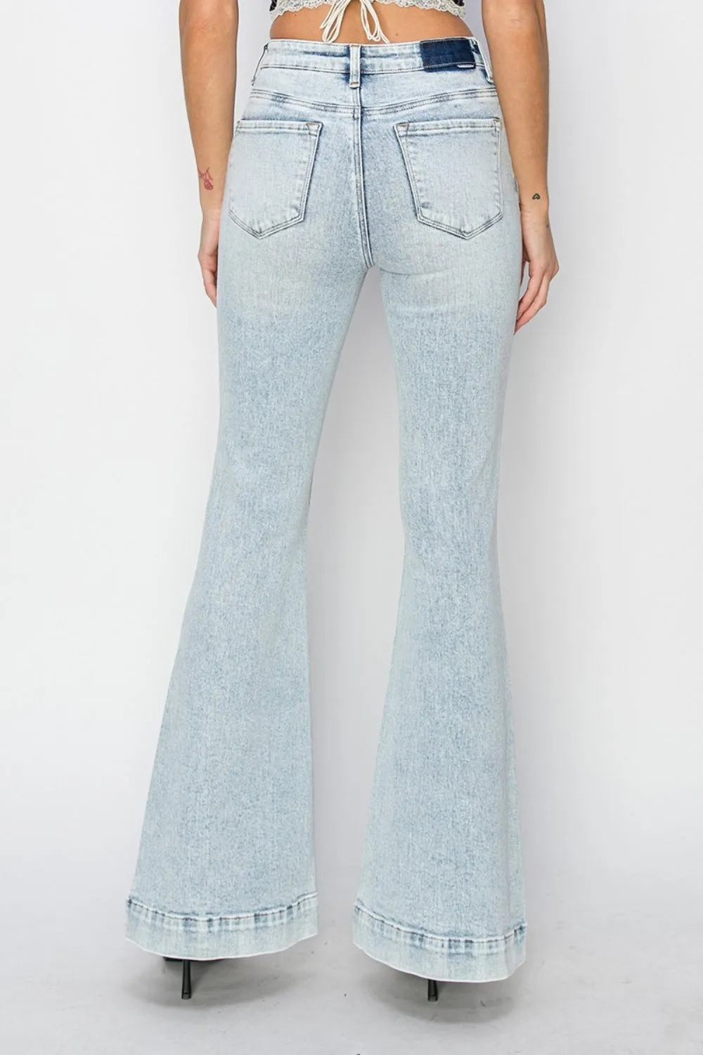 Risen Full Size High Rise Front Patch Pocket Flare Jeans sold by Charming Charlie product image thumbnail 2
