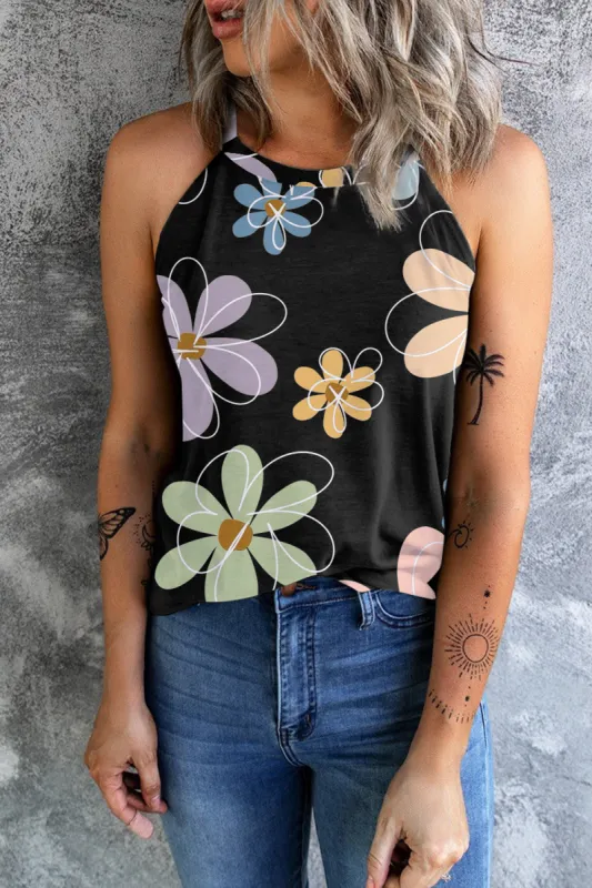 Printed Round Neck Tank sold by Charming Charlie