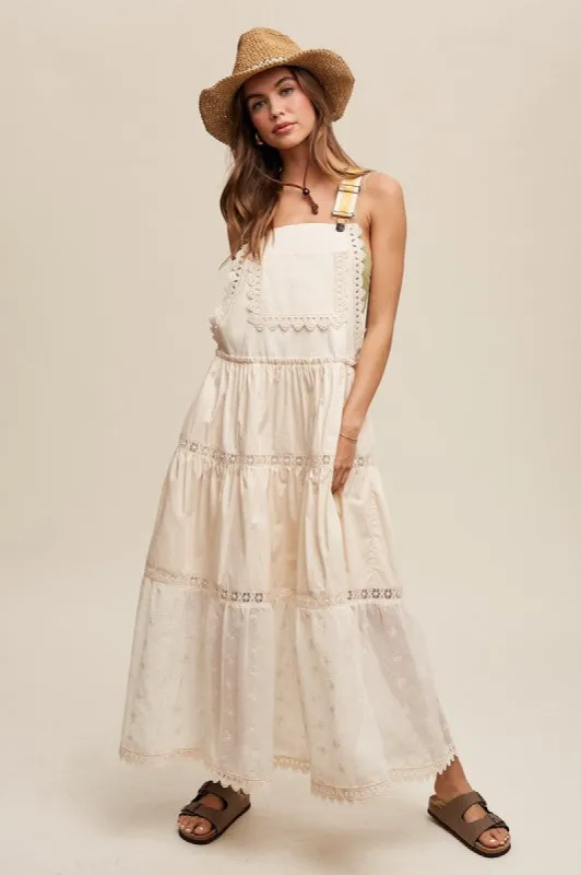 Laced and Tiered Romantic Overall Maxi Dress sold by Charming Charlie