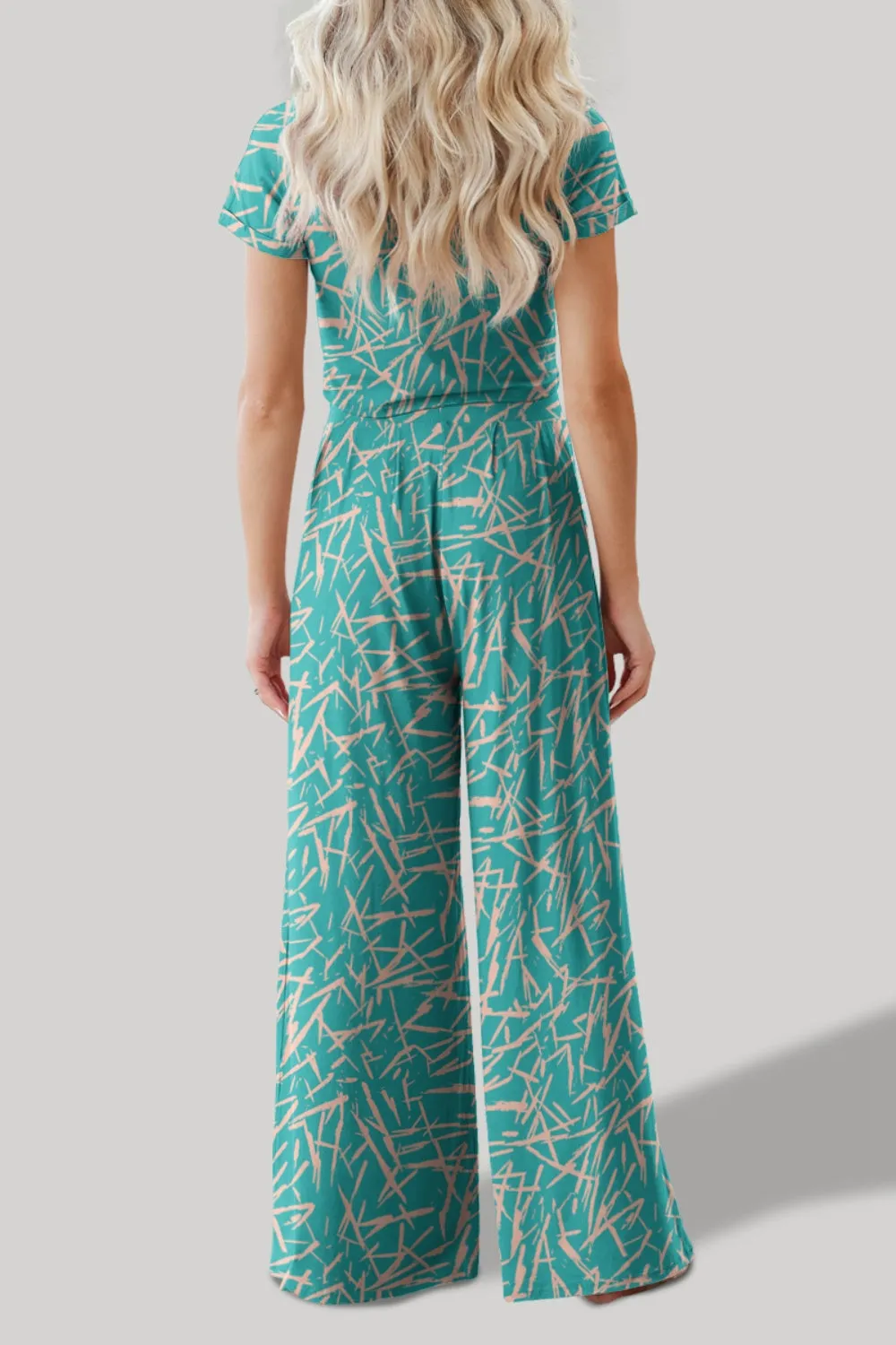 Printed Round Neck Short Sleeve Top and Pants Set sold by Charming Charlie product image thumbnail 2
