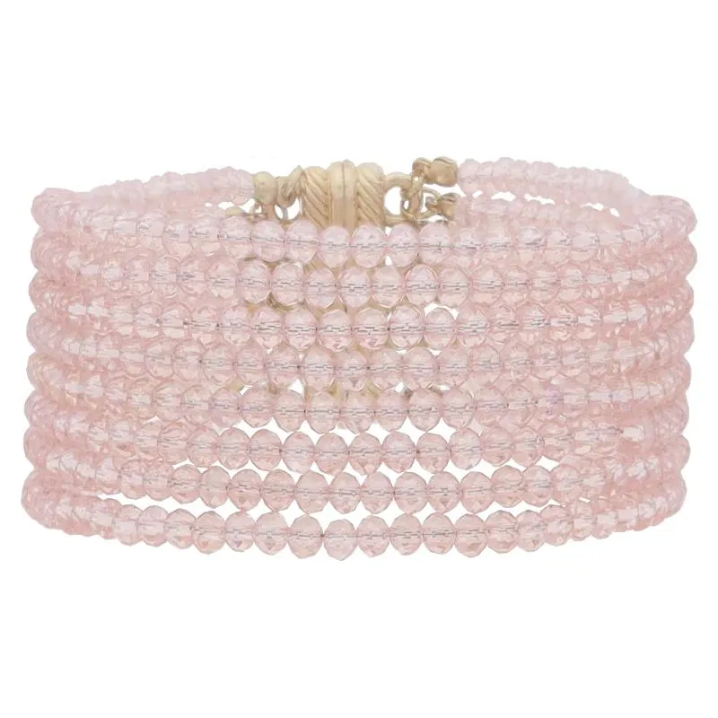 8 Strand Mini Light Pink Faceted Beaded with Magnetic Closure Bracelet, 1.25" Pendant sold by Charming Charlie