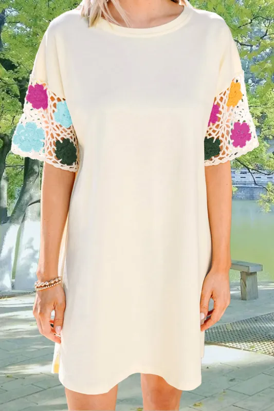 Openwork Crochet Round Neck Half Sleeve Dress sold by Charming Charlie
