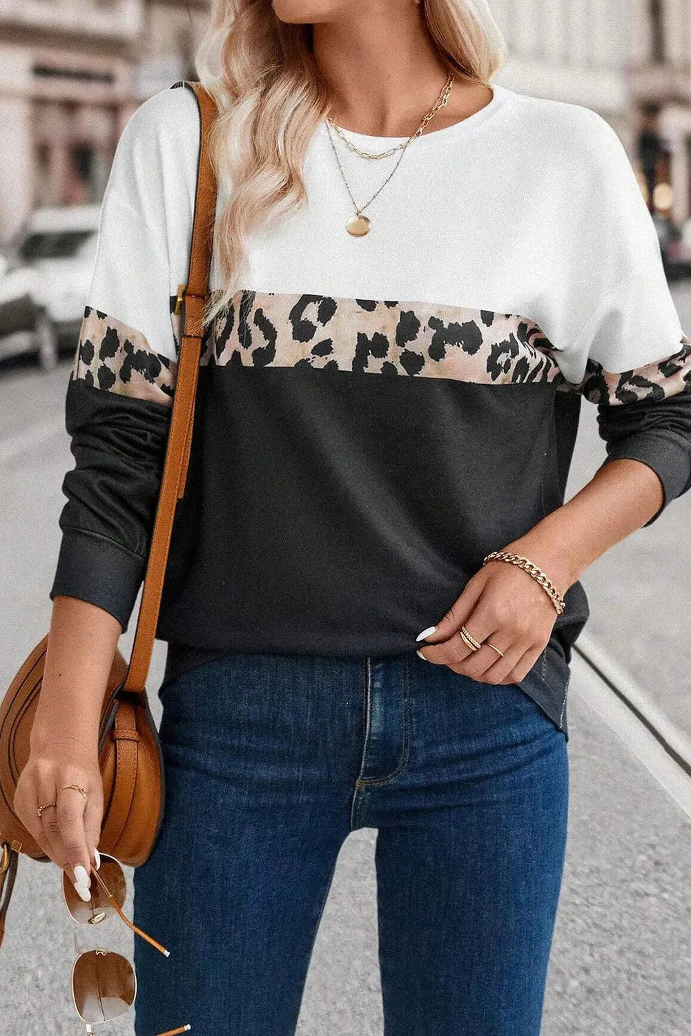 Leopard Round Neck Long Sleeve Top sold by Charming Charlie product image thumbnail 2