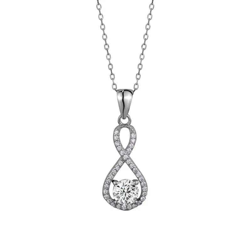 GL Creations- Sterling Silver CZ Infinity Pendant with Center Stone sold by Charming Charlie