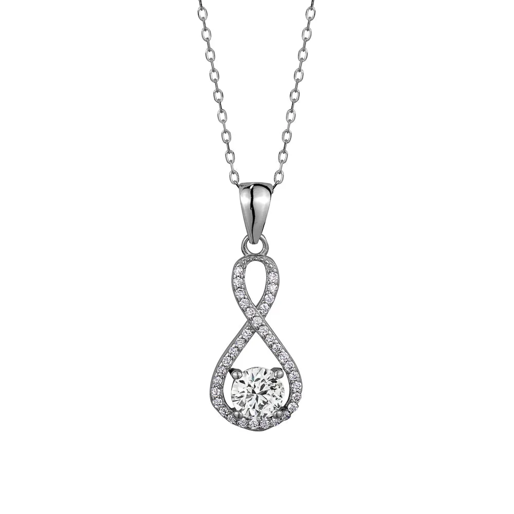 GL Creations- Sterling Silver CZ Infinity Pendant with Center Stone sold by Charming Charlie