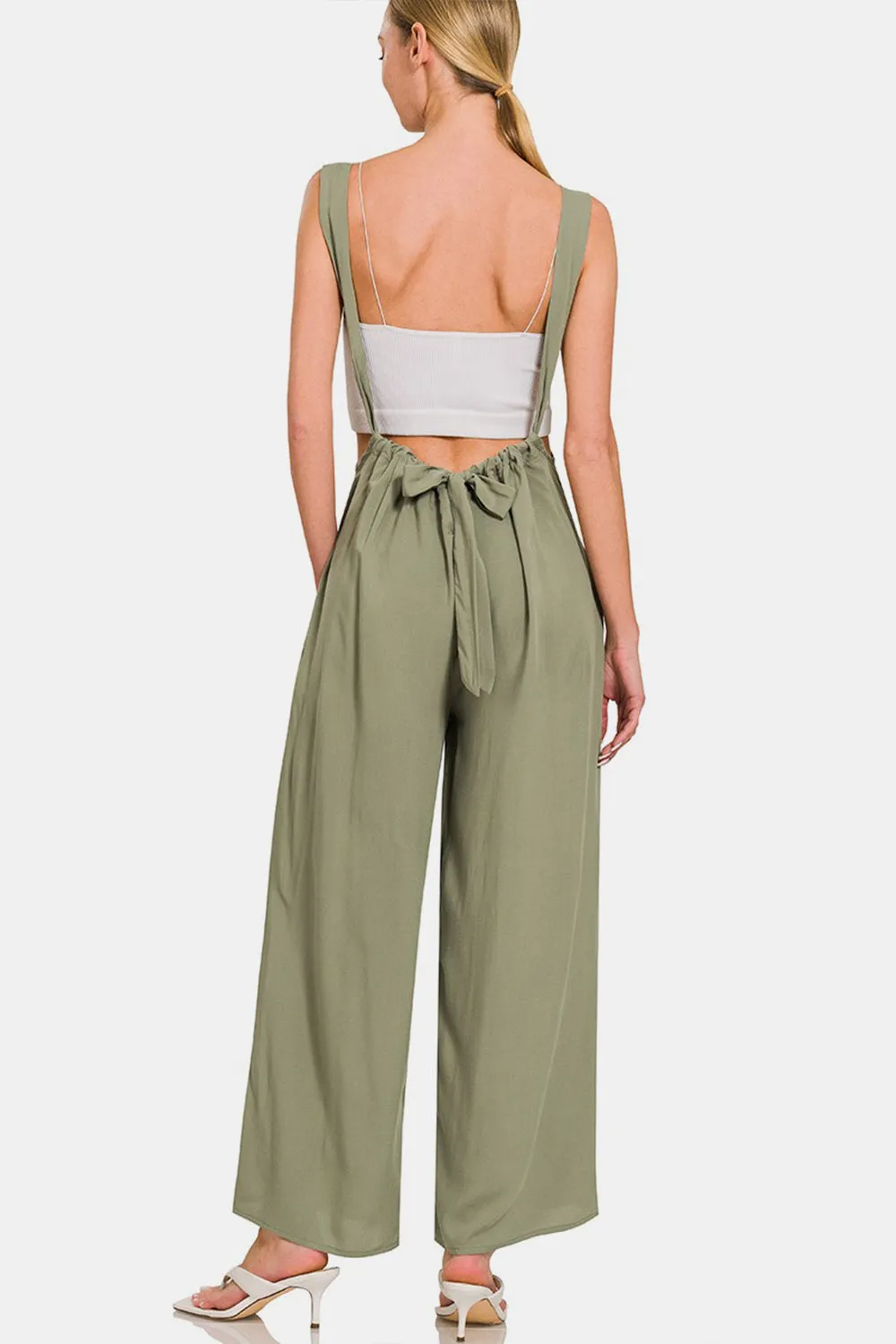 Zenana Pocketed Wide Strap Wide Leg Overalls sold by Charming Charlie product image thumbnail 2