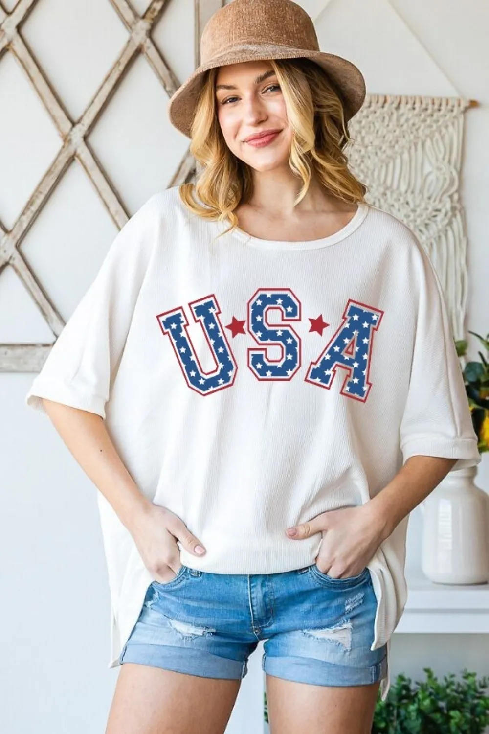 HOPELY USA Graphic Round Neck T-Shirt sold by Charming Charlie