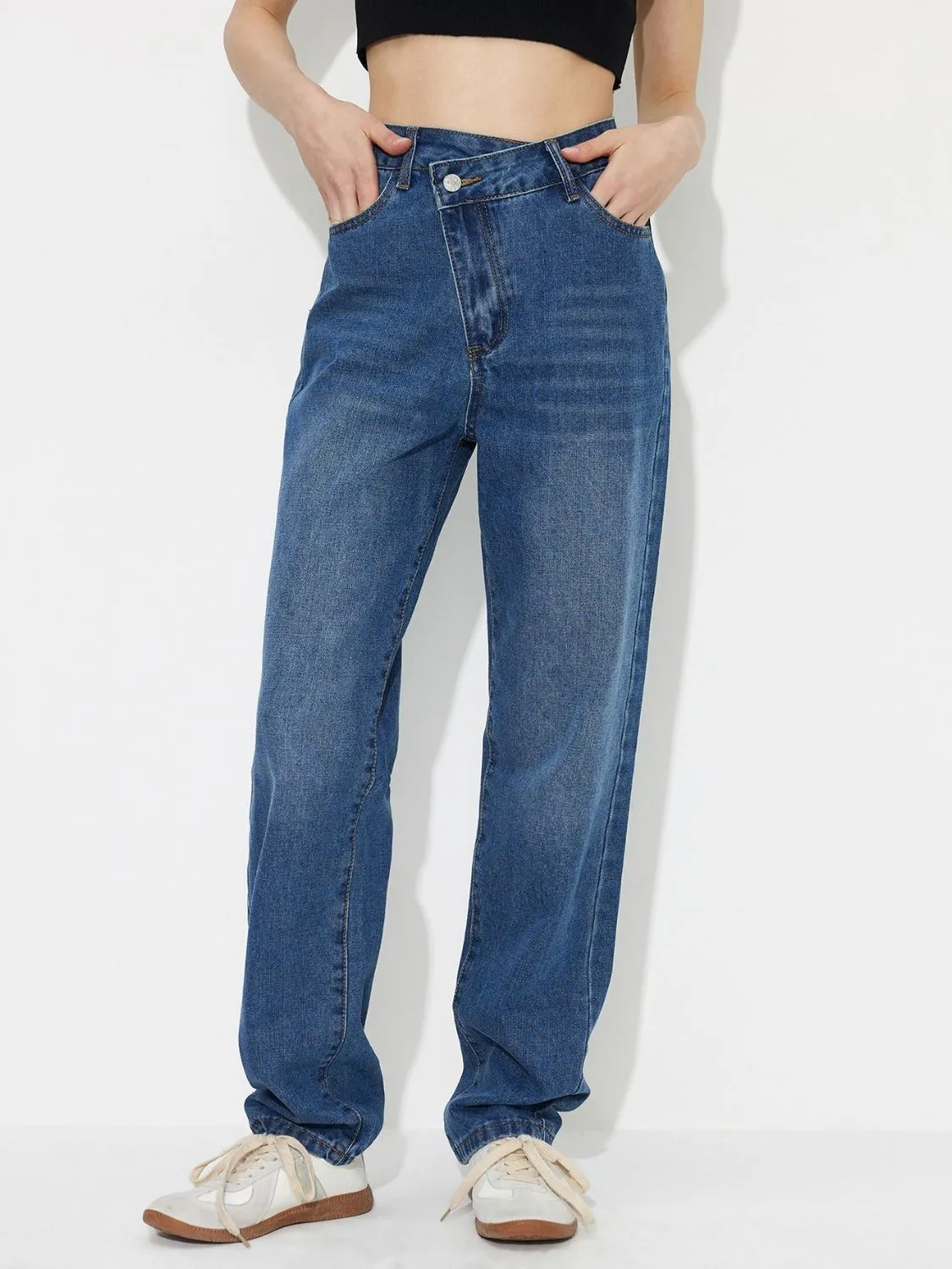 Asymmetric Waist Jeans with Pockets sold by Charming Charlie