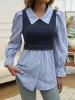 Faux Layered Striped Collared Neck Long Sleeve Shirt sold by Charming Charlie