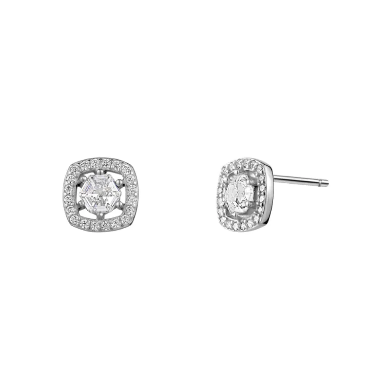 GL Creations- Sterling Silver Cushion Halo CZ Stud Earring sold by Charming Charlie