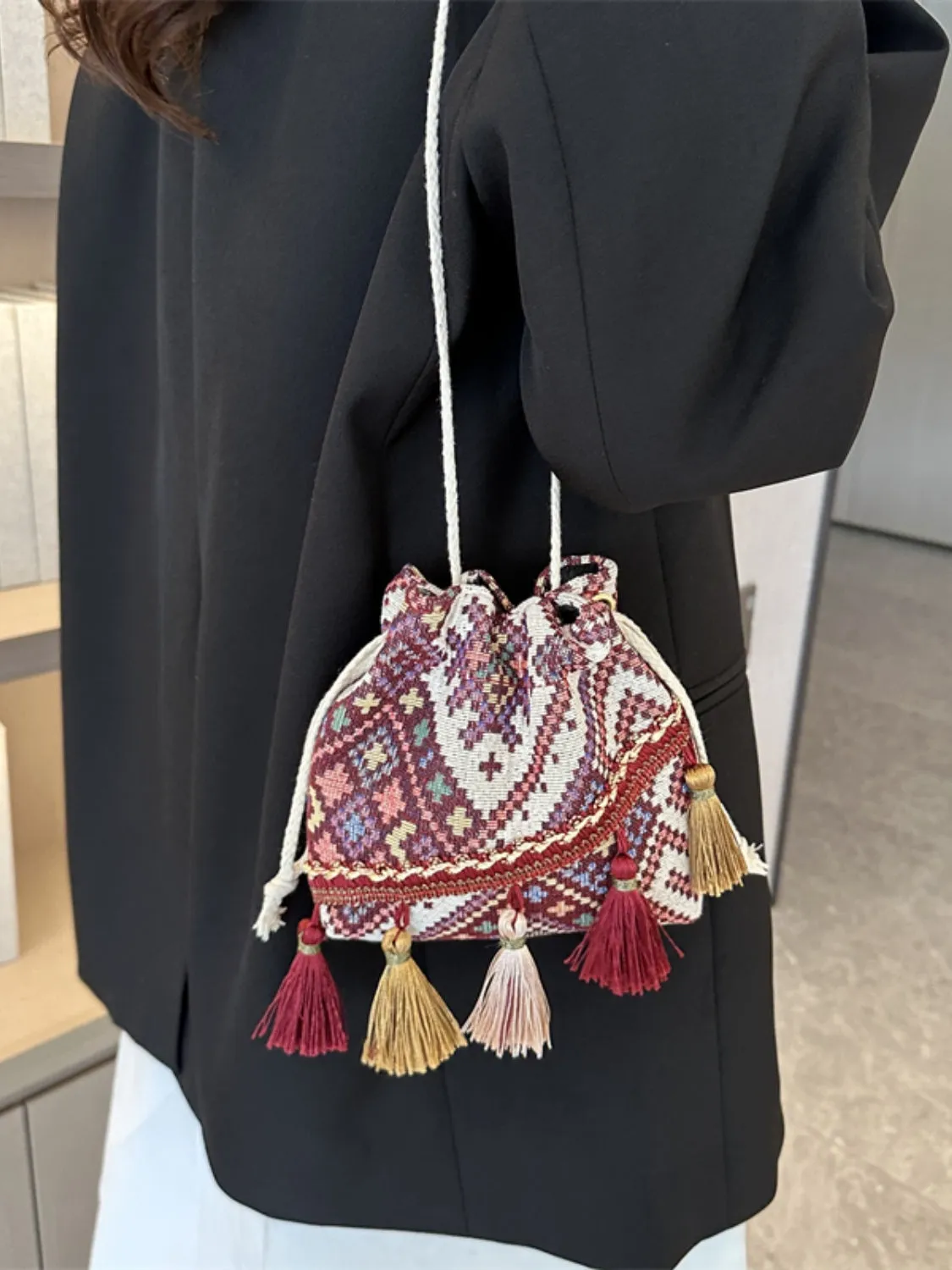 Tassel Spaghetti Strap Shoulder Bag sold by Charming Charlie