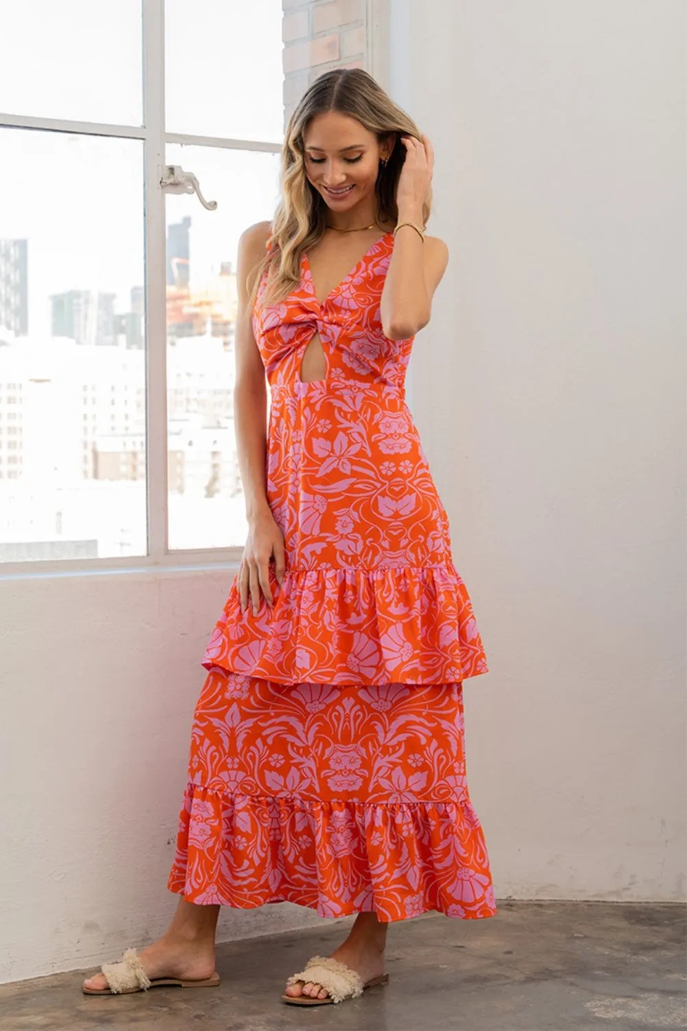 Sew In Love Full Size Floral Ruffled Maxi Sleeveless Dress sold by Charming Charlie product image thumbnail 3