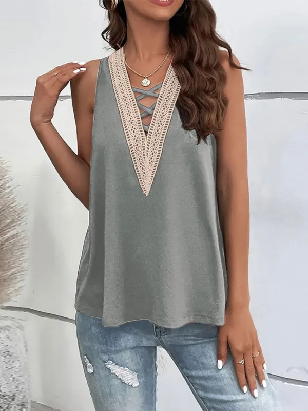 Crisscross V-Neck Tank sold by Charming Charlie