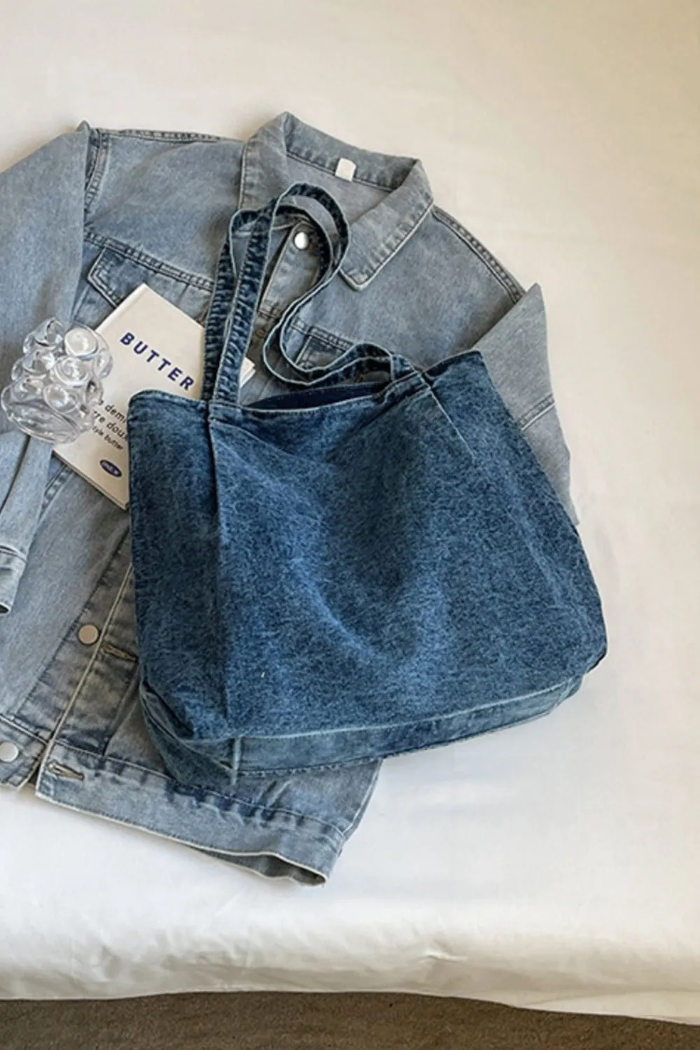 Medium Denim Tote Bag sold by Charming Charlie product image thumbnail 4