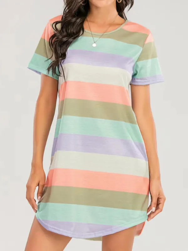 Striped Round Neck Short Sleeve Tee Dress sold by Charming Charlie