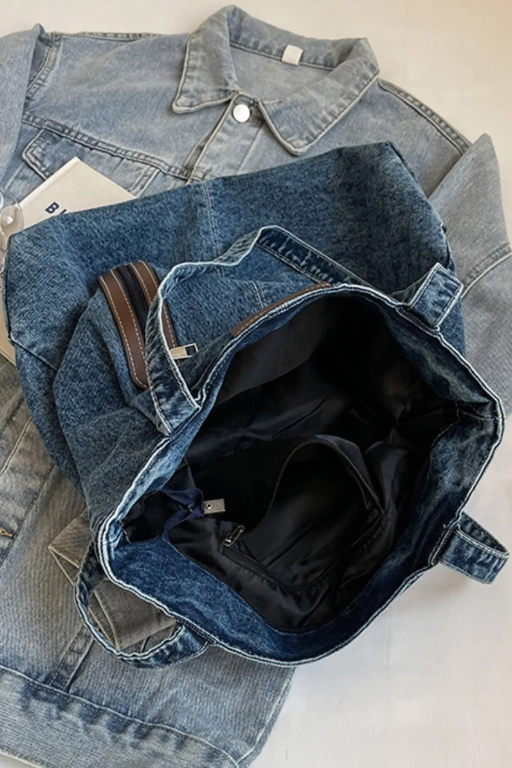 Medium Denim Tote Bag sold by Charming Charlie product image thumbnail 3