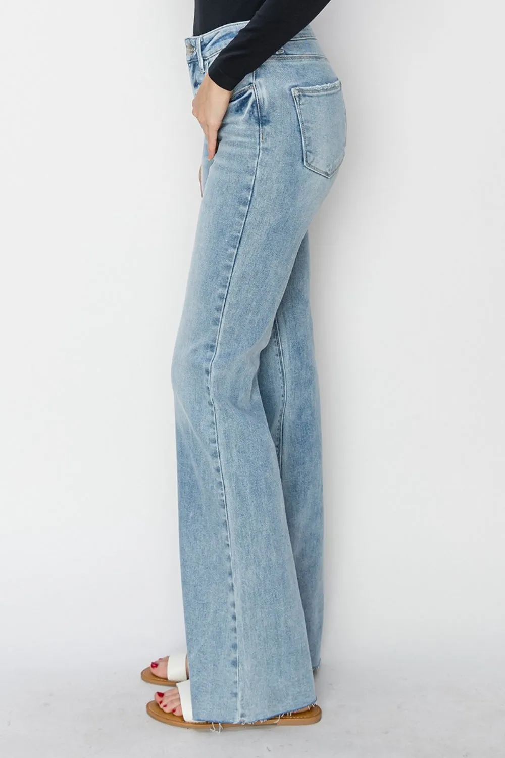 RISEN Full Size High Rise Raw Cut Hem Bootcut Jeans sold by Charming Charlie product image thumbnail 3