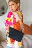 Black Raffia Woven Wrist Strap Clutch Bag sold by Charming Charlie