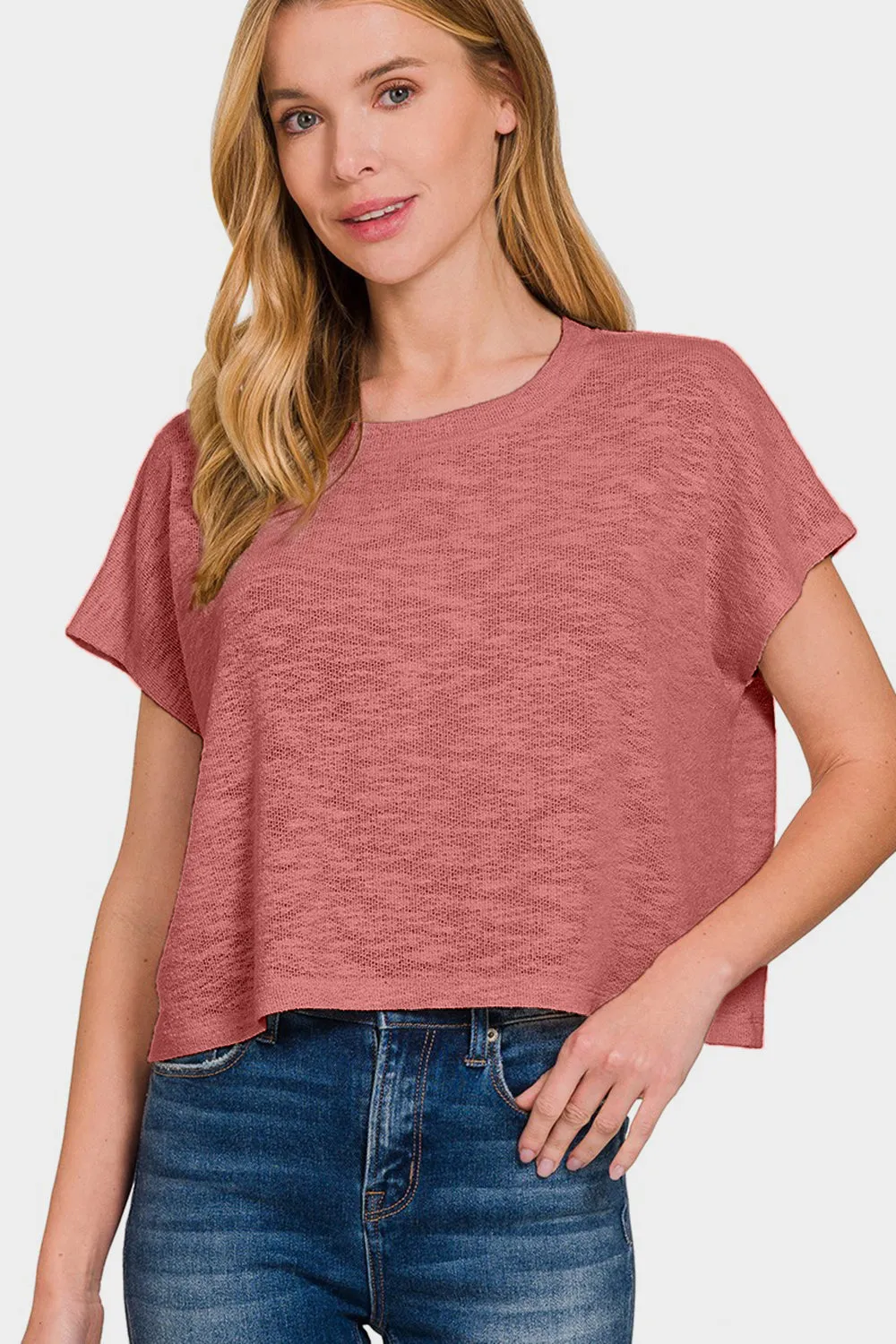 Zenana Round Neck Short Sleeve T-Shirt sold by Charming Charlie product image thumbnail 3