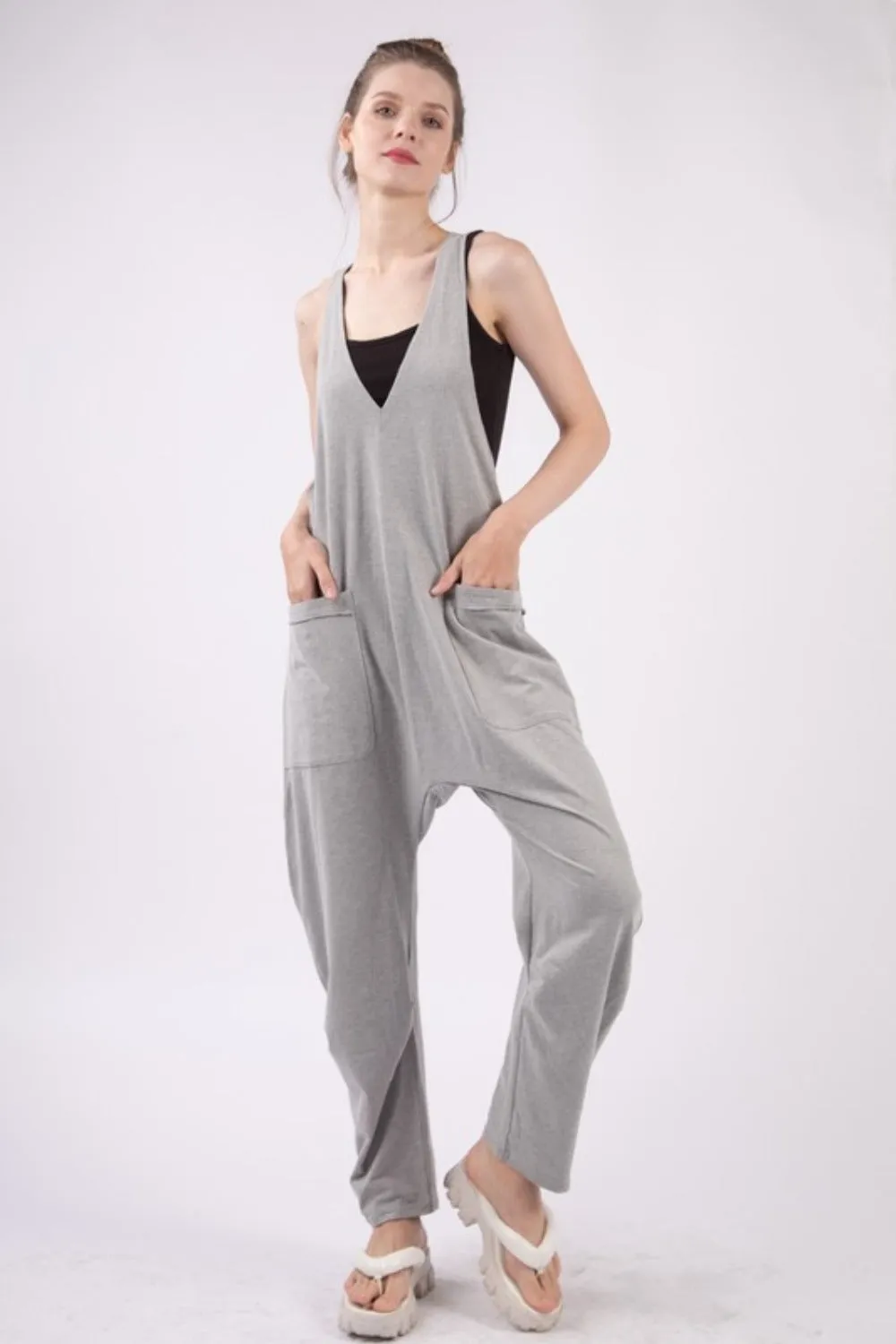VERY J Plunge Sleeveless Jumpsuit with Pockets sold by Charming Charlie product image thumbnail 4