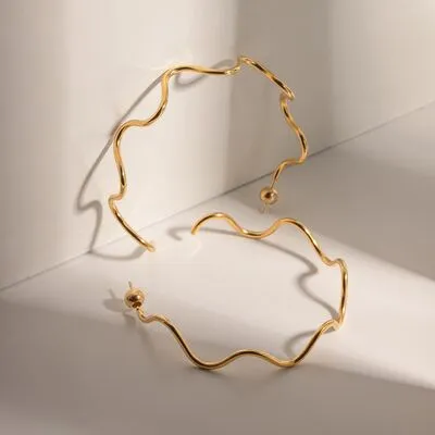 Stainless Steel Wave Shape C-Hoop Earrings sold by Charming Charlie product image thumbnail 5