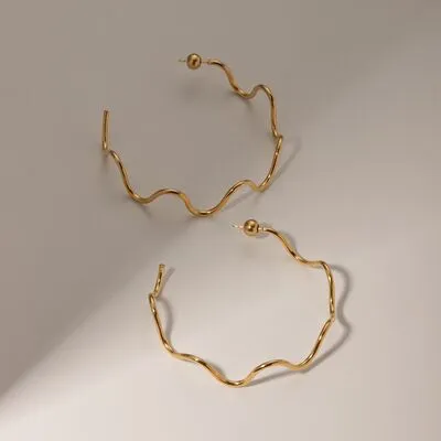 Stainless Steel Wave Shape C-Hoop Earrings sold by Charming Charlie product image thumbnail 4