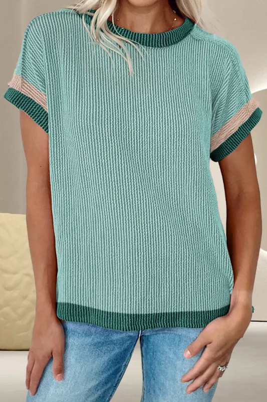 Color Block Round Neck Cap Sleeve T-Shirt sold by Charming Charlie