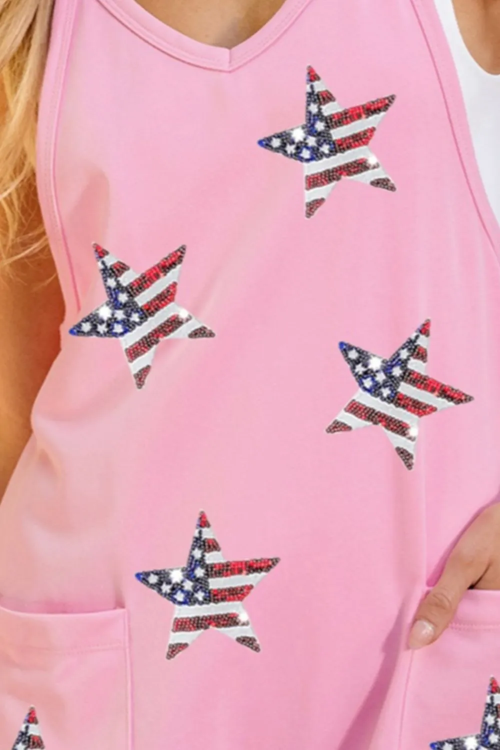 Sequin Pocketed Star V-Neck Romper sold by Charming Charlie product image thumbnail 3