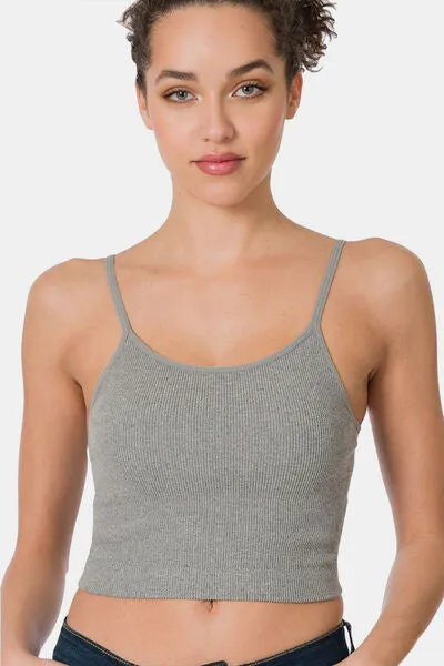 Zenana Ribbed Seamless Cropped Cami with Bra Pads sold by Charming Charlie
