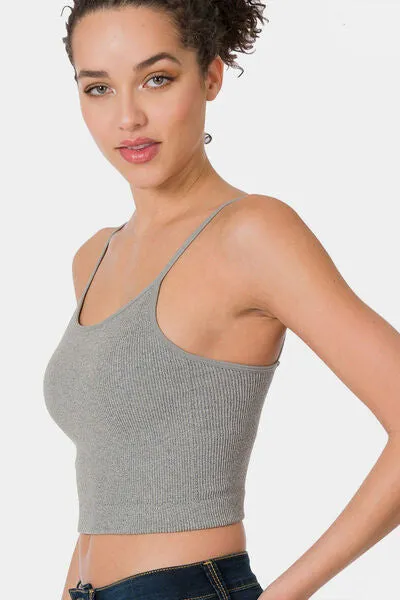 Zenana Ribbed Seamless Cropped Cami with Bra Pads sold by Charming Charlie product image thumbnail 2