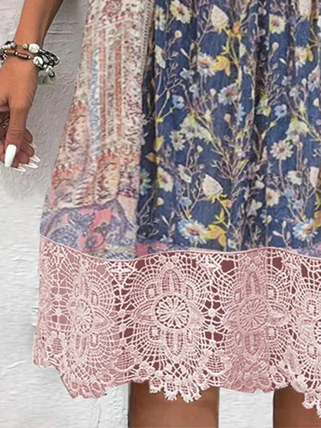 Full Size Lace Detail Printed Three-Quarter Sleeve Dress sold by Charming Charlie product image thumbnail 3